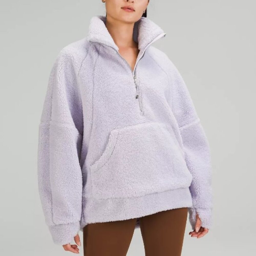 Lululemon Funnel Neck Oversized Fleece Scuba Quarter Zip Up Lavender